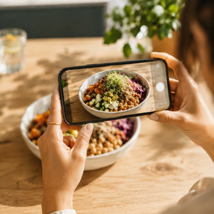 Photographing a healthy bowl with the Bitewise app